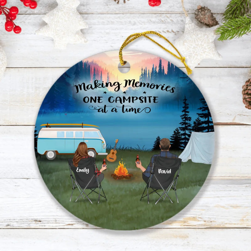 Personalized Camping Ornament- Couple/Parents With Up to 6 Kids, 6 Pets - Making Memories One Campsite At A Time - Full Option - Q3VZTZ