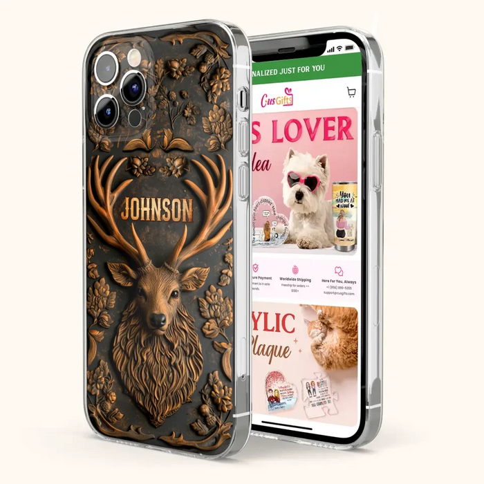 Custom Personalized Deer Hunting 3D Printed Effect Phone Case - Gift Idea For Hunting Lover - Case For iPhone/ Samsung