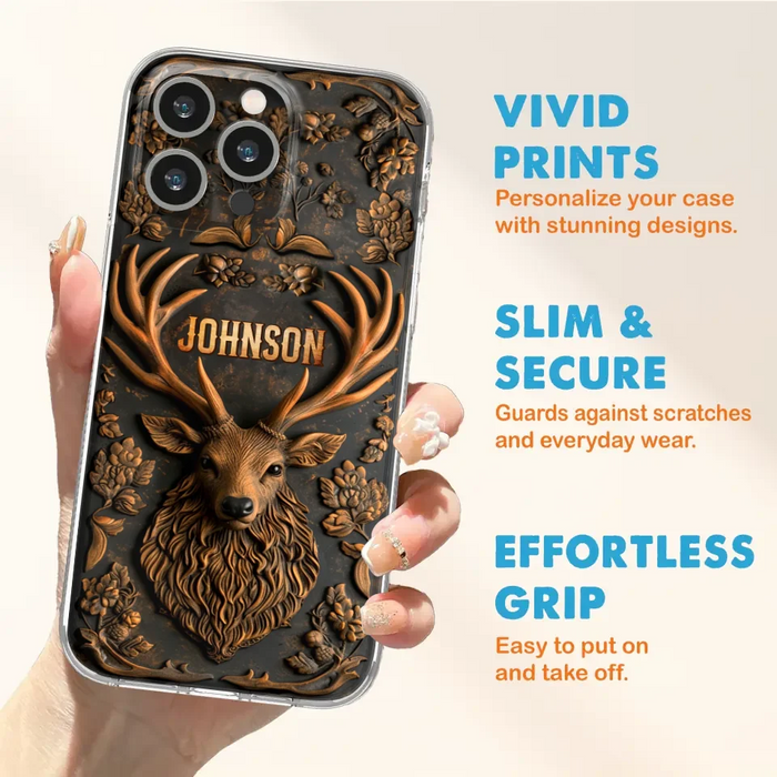 Custom Personalized Deer Hunting 3D Printed Effect Phone Case - Gift Idea For Hunting Lover - Case For iPhone/ Samsung