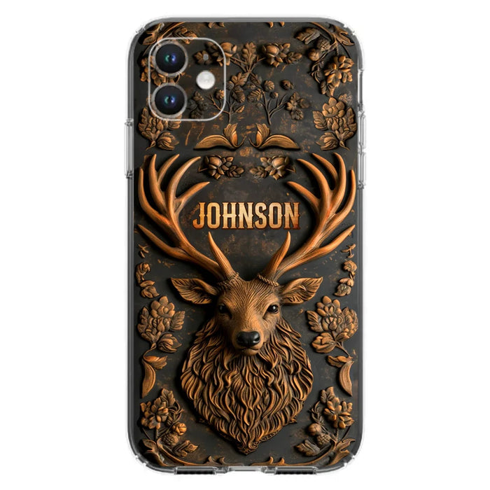 Custom Personalized Deer Hunting 3D Printed Effect Phone Case - Gift Idea For Hunting Lover - Case For iPhone/ Samsung