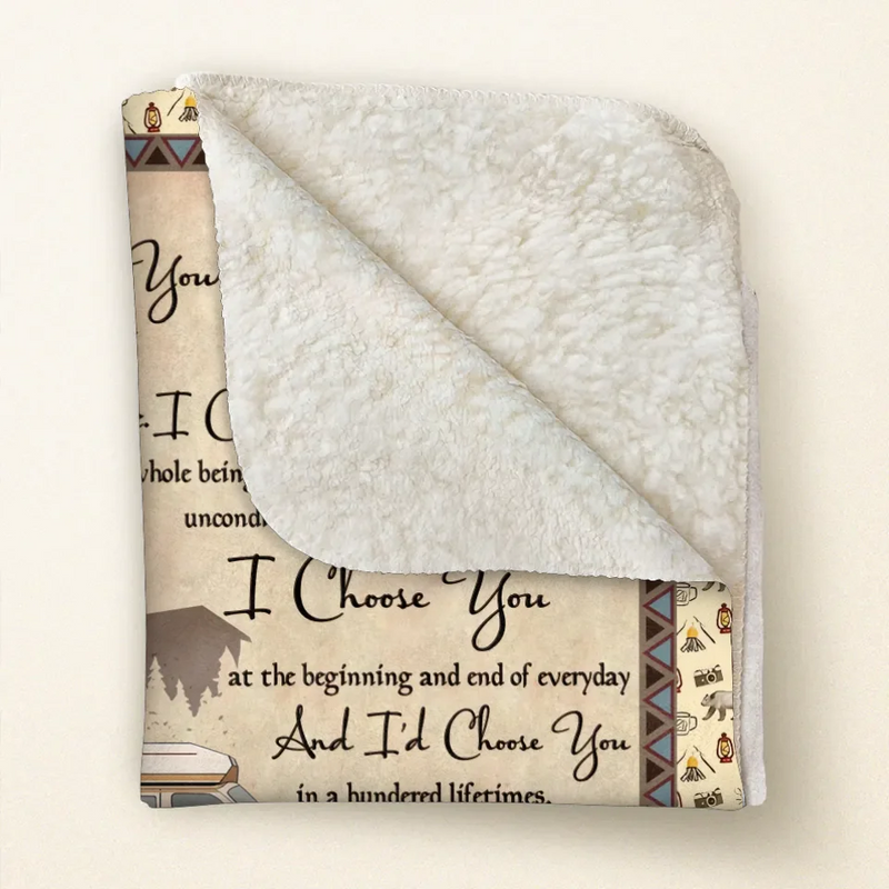 Personalized Couple Quilt/Fleece Throw Blanket - Gift Idea For Couple/Husband Wife/Camping Lover - I Choose You