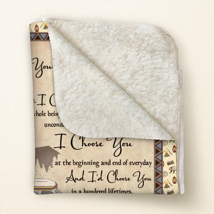 Personalized Couple Quilt/Fleece Throw Blanket - Gift Idea For Couple/Husband Wife/Camping Lover - I Choose You