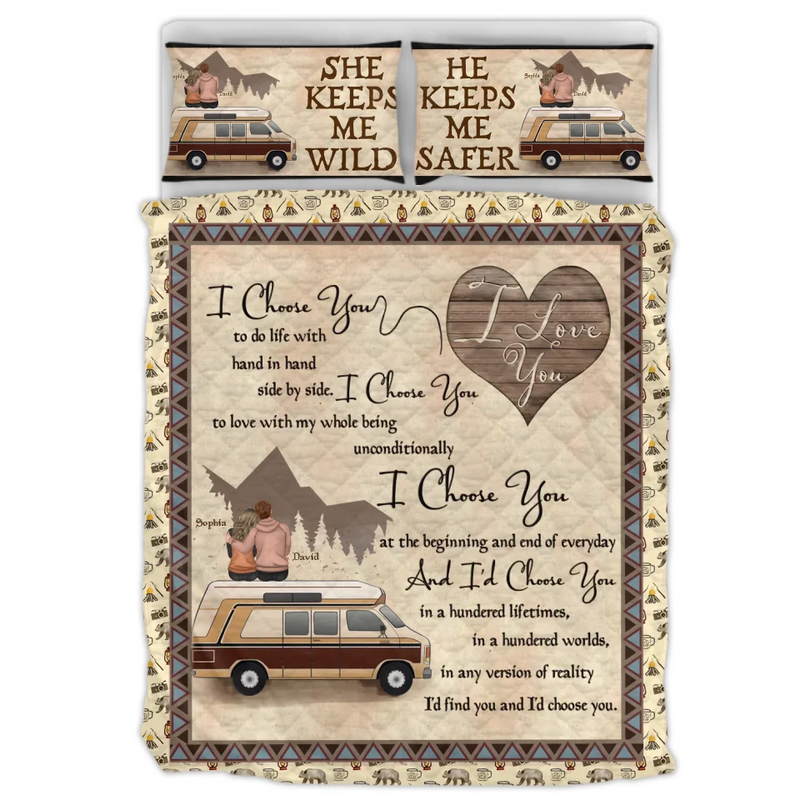Camping Personalized Couple Quilt Bed Sets - Gift Idea For Couple/Camping Lovers - I Choose You