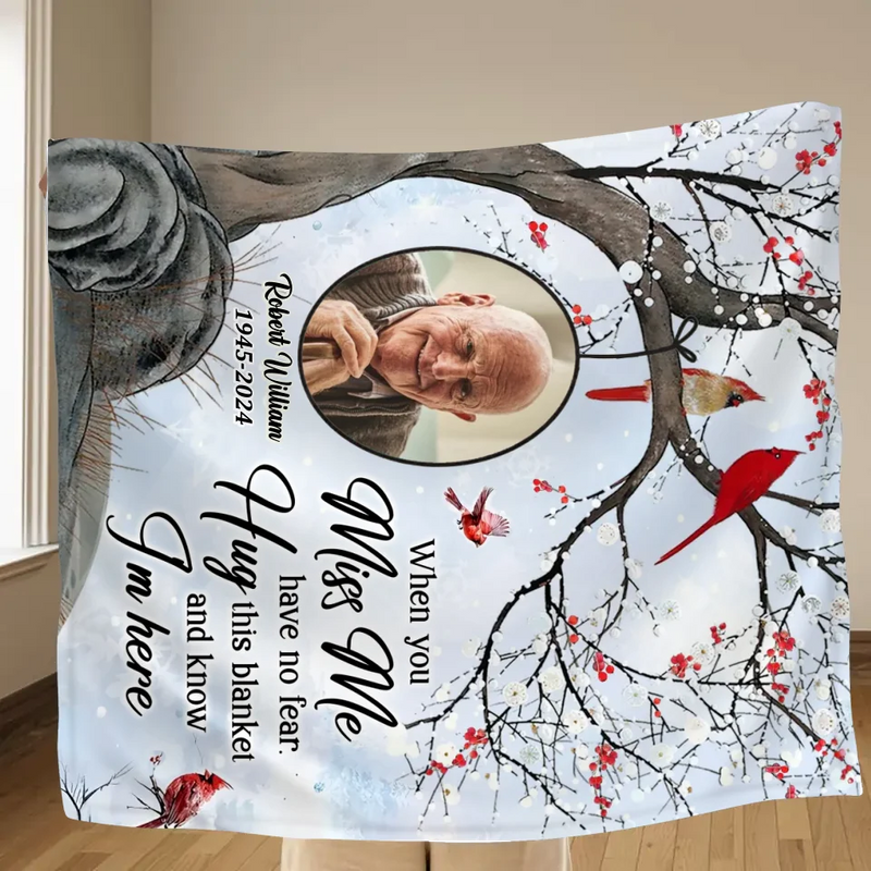 Personalized Memorial Quilt/Fleece Throw Blanket - Memorial Gift Idea - Upload Photo - When You Miss Me Have No Fear