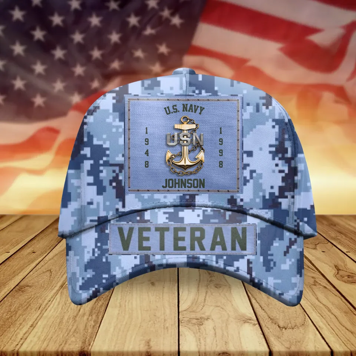 Custom Personalized Military Insignia Veteran Cap - 
Gift For Veteran - United States Veteran - Father's Day/ Birrthday Gift Idea