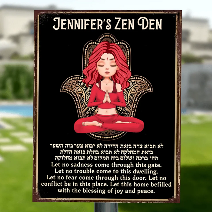 Personalized Zen Den Metal Sign - Gift Idea For Yoga Lover - Let This Home Befilled With The Blessing Of Joy And Peace