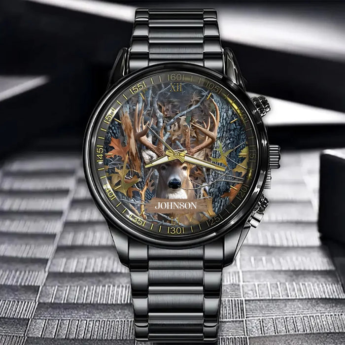 Custom Personalized Deer Watch - Christmas Gift Idea For Hunting Lover/ Dad