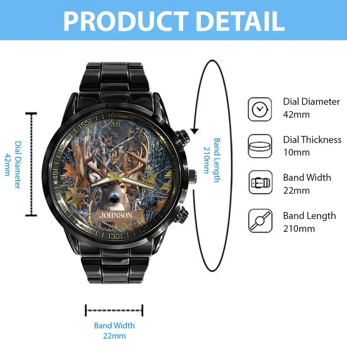 Custom Personalized Deer Watch - Christmas Gift Idea For Hunting Lover/ Dad