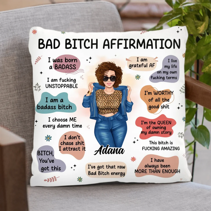 Custom Personalized Bad Affirmations Pillow Cover - Gift Idea For Girl/ Friend/ Daughter/ Mom - I Was Born A Badass