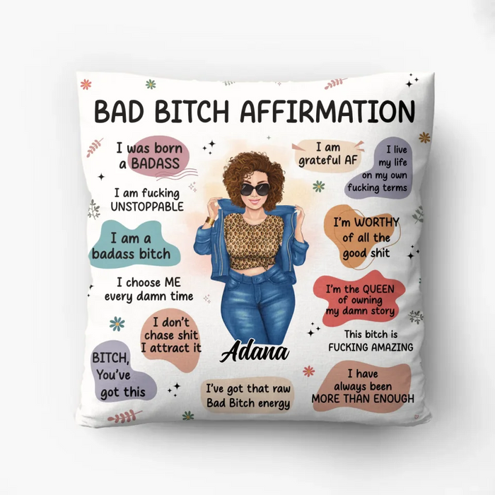 Custom Personalized Bad Affirmations Pillow Cover - Gift Idea For Girl/ Friend/ Daughter/ Mom - I Was Born A Badass