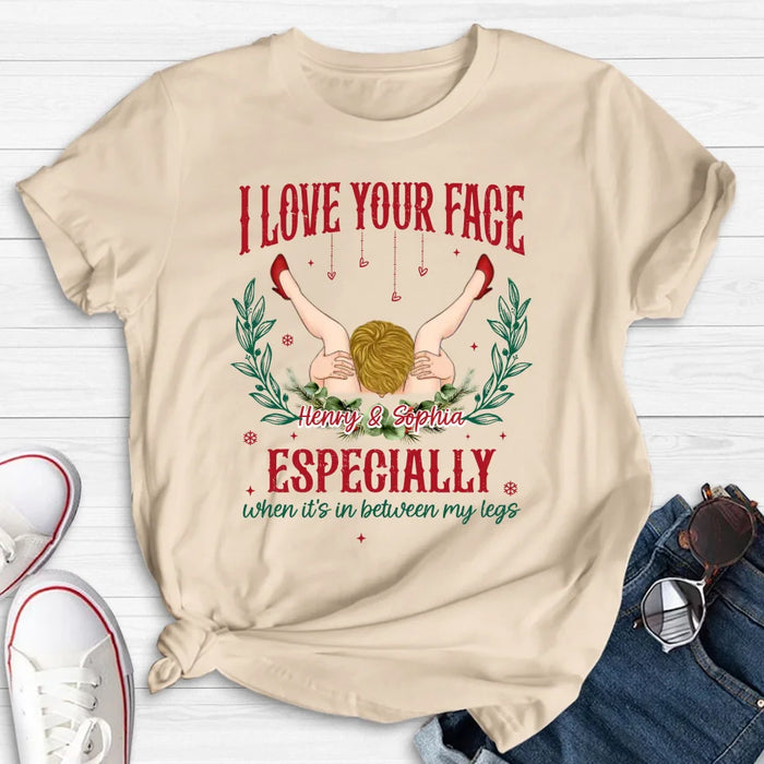 Custom Personalized Couple T-shirt/ Long Sleeve/ Sweatshirt/ Hoodie - Funny Gift Idea For Couple - I Love Your Face