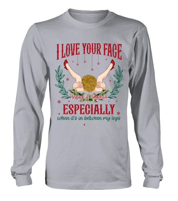 Custom Personalized Couple T-shirt/ Long Sleeve/ Sweatshirt/ Hoodie - Funny Gift Idea For Couple - I Love Your Face