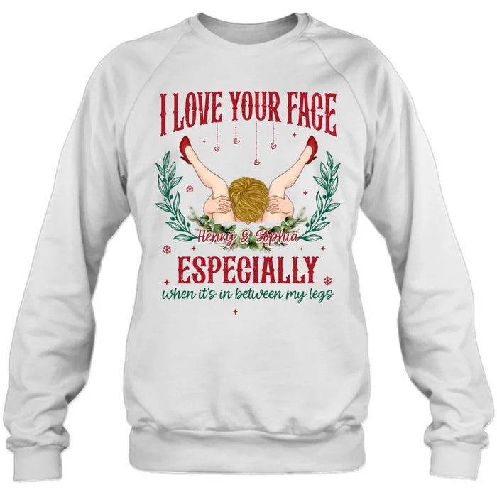 Custom Personalized Couple T-shirt/ Long Sleeve/ Sweatshirt/ Hoodie - Funny Gift Idea For Couple - I Love Your Face