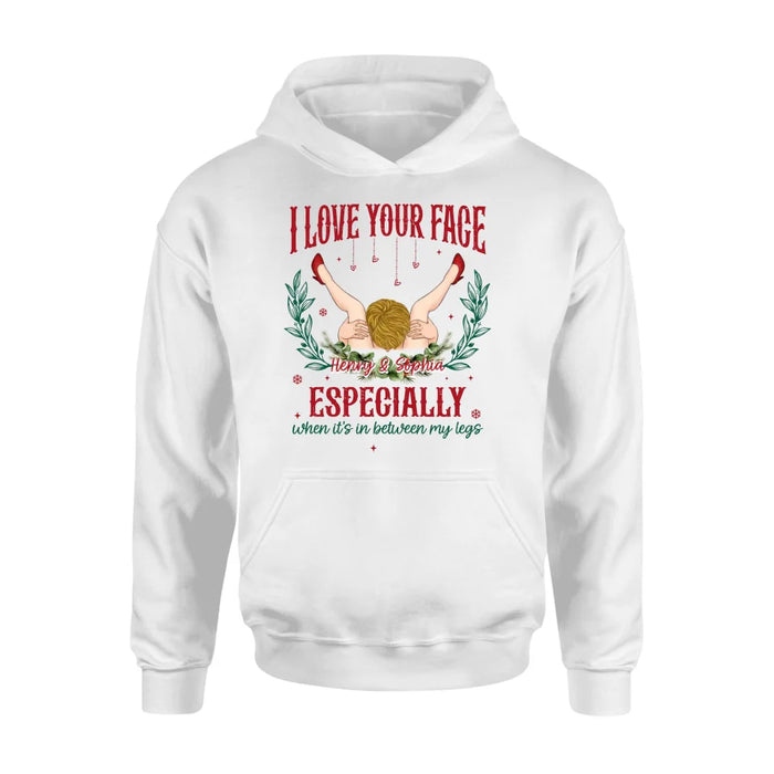 Custom Personalized Couple T-shirt/ Long Sleeve/ Sweatshirt/ Hoodie - Funny Gift Idea For Couple - I Love Your Face