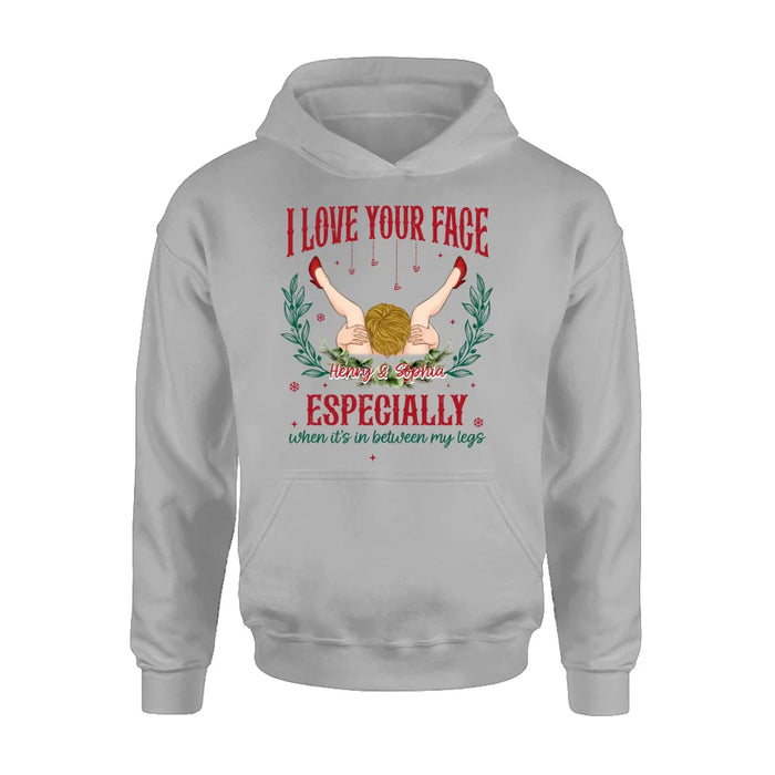 Custom Personalized Couple T-shirt/ Long Sleeve/ Sweatshirt/ Hoodie - Funny Gift Idea For Couple - I Love Your Face