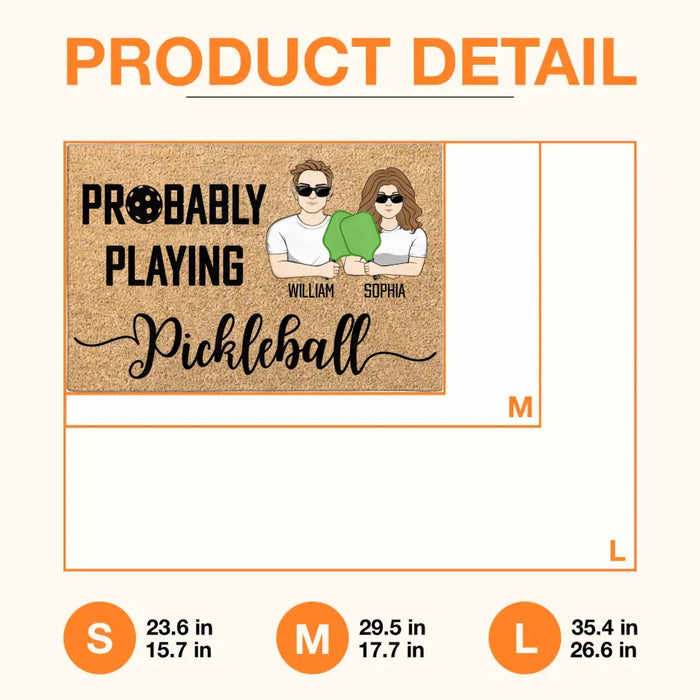 Custom Personalized Pickleball Doll Couple Doormat - Gift Idea For Couple - Probably Playing Pickleball