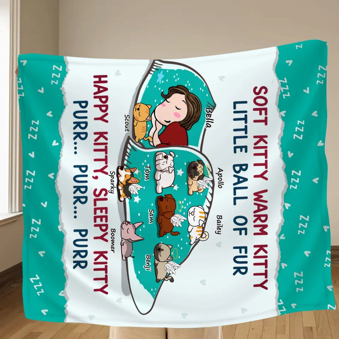 Personalized Custom Dog Mom Quilt Blanket/Fleece Throw Blanket - Soft Kitty Warm Kitty Little Ball Of Fur