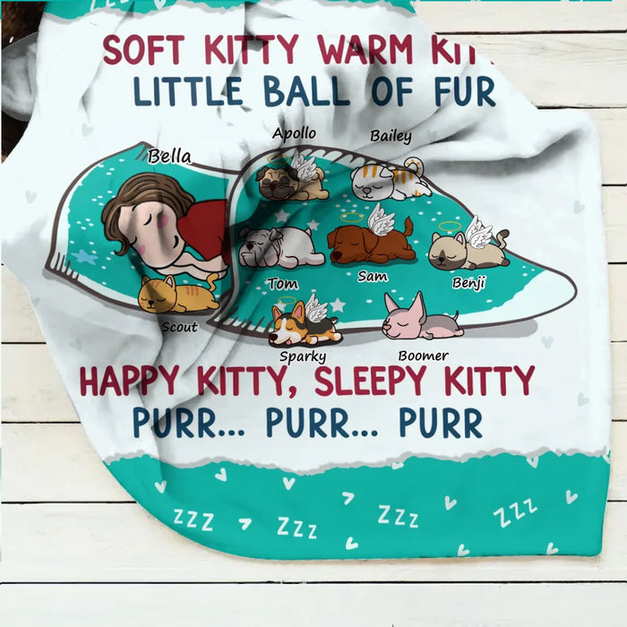 Personalized Custom Dog Mom Quilt Blanket/Fleece Throw Blanket - Soft Kitty Warm Kitty Little Ball Of Fur