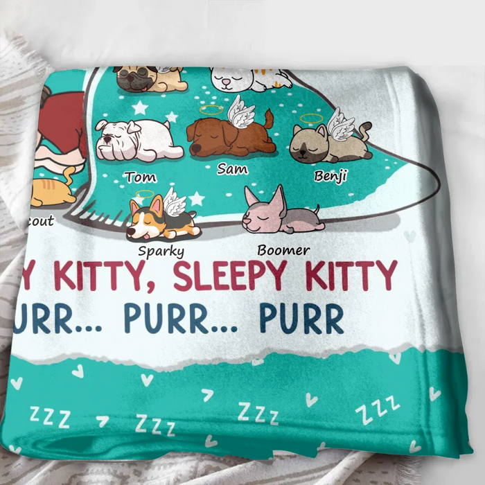 Personalized Custom Dog Mom Quilt Blanket/Fleece Throw Blanket - Soft Kitty Warm Kitty Little Ball Of Fur