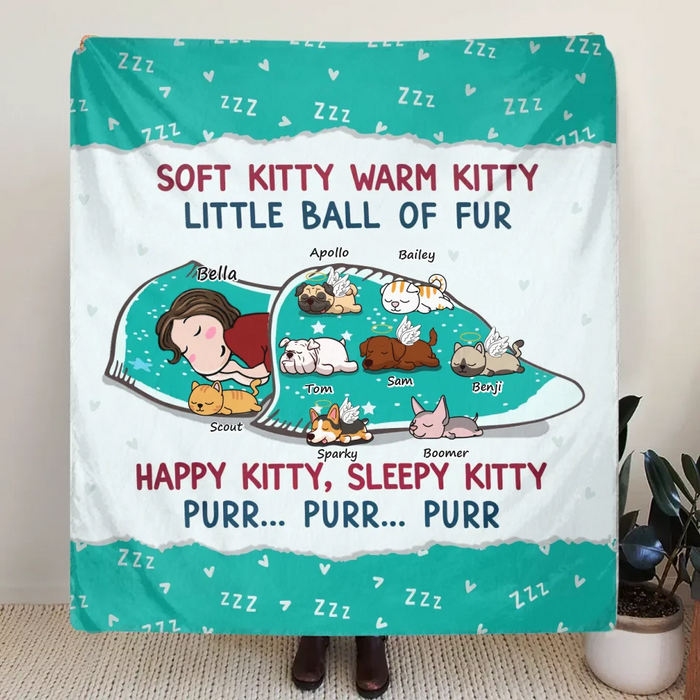 Personalized Custom Dog Mom Quilt Blanket/Fleece Throw Blanket - Soft Kitty Warm Kitty Little Ball Of Fur
