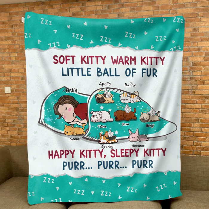 Personalized Custom Dog Mom Quilt Blanket/Fleece Throw Blanket - Soft Kitty Warm Kitty Little Ball Of Fur
