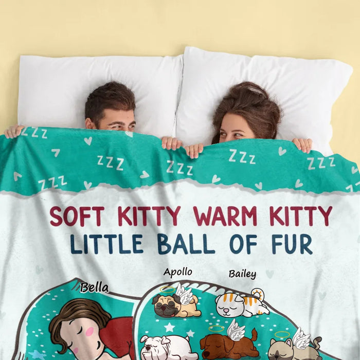 Personalized Custom Dog Mom Quilt Blanket/Fleece Throw Blanket - Soft Kitty Warm Kitty Little Ball Of Fur