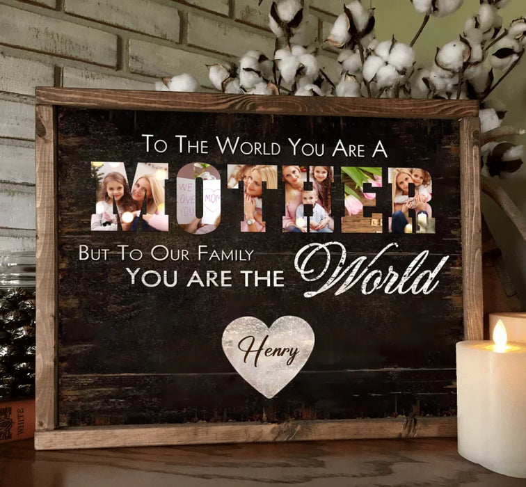 Custom Personalized Mother Poster - Upload Photo - Gift Idea For Mother - To Our Family You Are The World