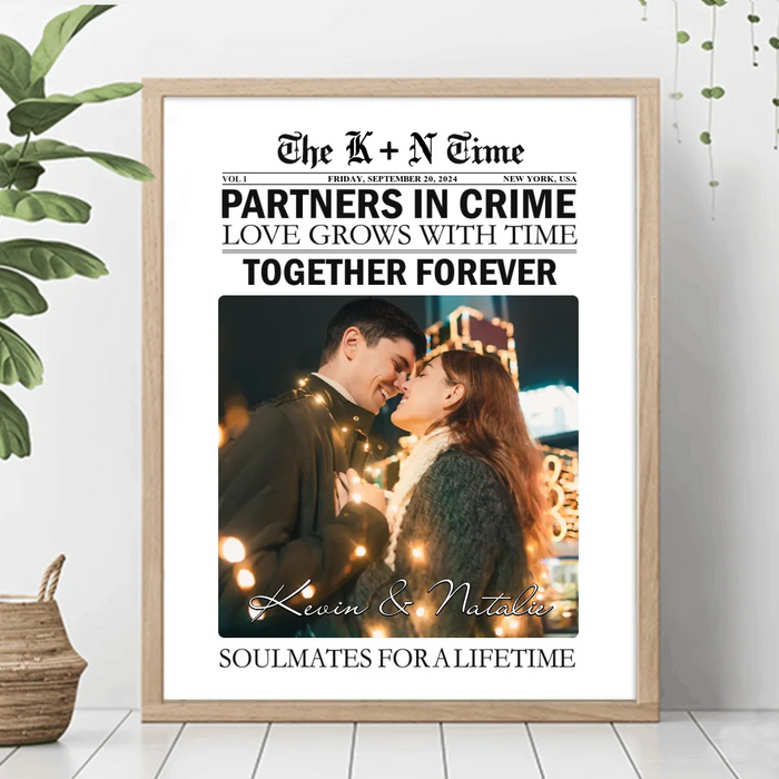 Custom Personalized Couple Unframed Vertical Poster - Upload Photo - Anniversary Gift For Couple - Soulmates For A Lifetime