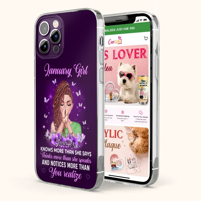 Custom Personalized Birthday Girl iPhone/ Samsung Phone Case - Gift Idea For Girl/ Friend/ Daughter - Knows More Than She Says