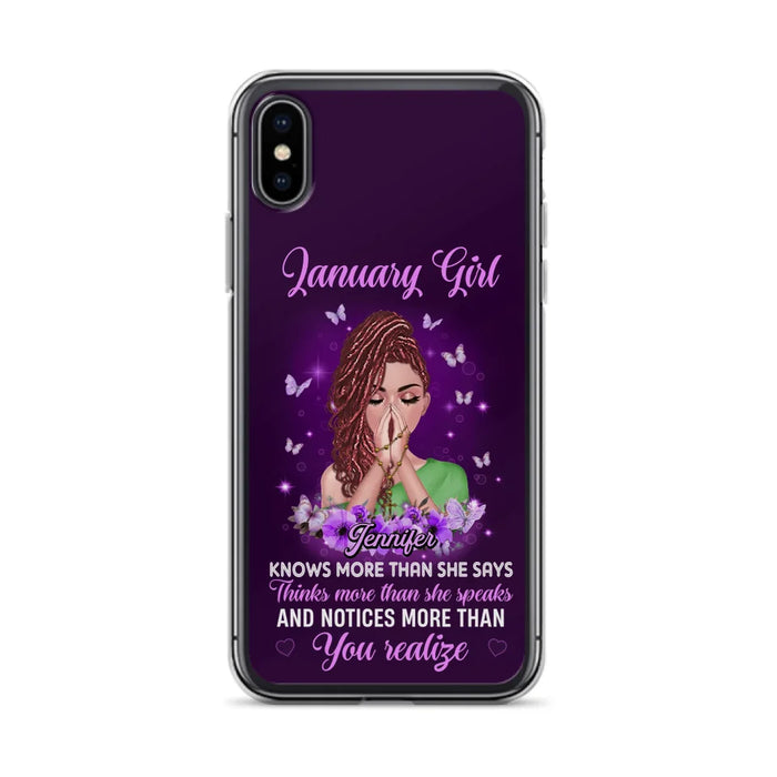 Custom Personalized Birthday Girl iPhone/ Samsung Phone Case - Gift Idea For Girl/ Friend/ Daughter - Knows More Than She Says