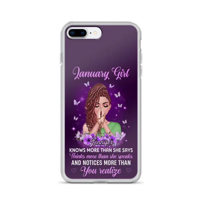 Custom Personalized Birthday Girl iPhone/ Samsung Phone Case - Gift Idea For Girl/ Friend/ Daughter - Knows More Than She Says