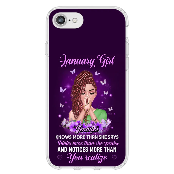 Custom Personalized Birthday Girl iPhone/ Samsung Phone Case - Gift Idea For Girl/ Friend/ Daughter - Knows More Than She Says