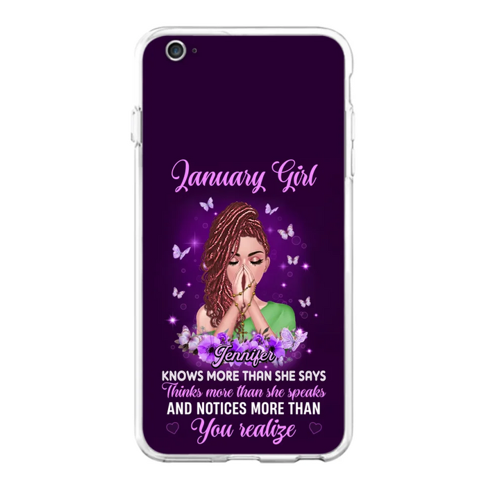 Custom Personalized Birthday Girl iPhone/ Samsung Phone Case - Gift Idea For Girl/ Friend/ Daughter - Knows More Than She Says