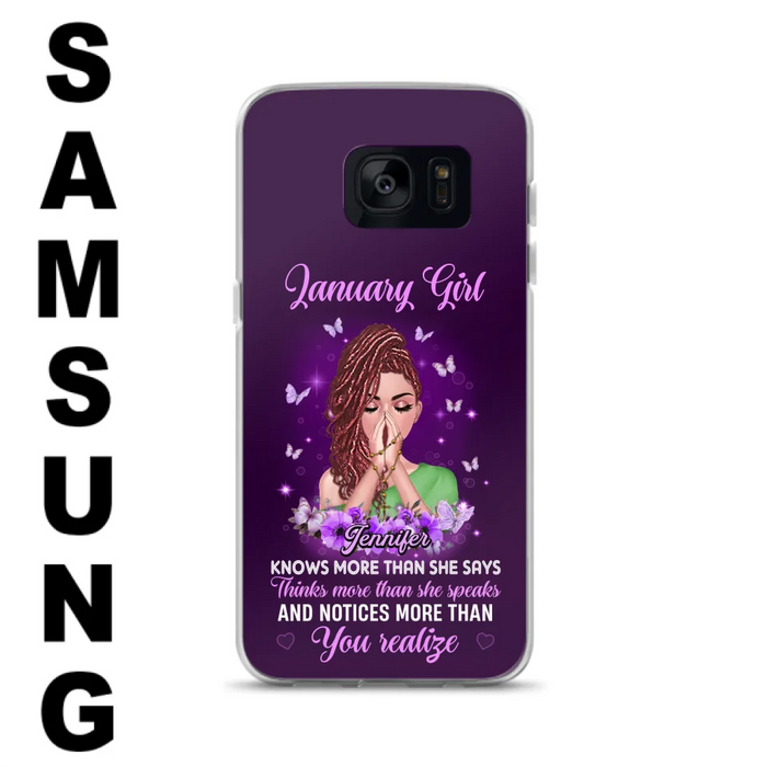 Custom Personalized Birthday Girl iPhone/ Samsung Phone Case - Gift Idea For Girl/ Friend/ Daughter - Knows More Than She Says