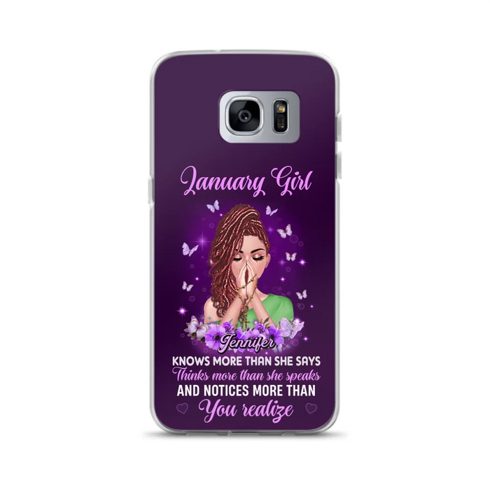 Custom Personalized Birthday Girl iPhone/ Samsung Phone Case - Gift Idea For Girl/ Friend/ Daughter - Knows More Than She Says