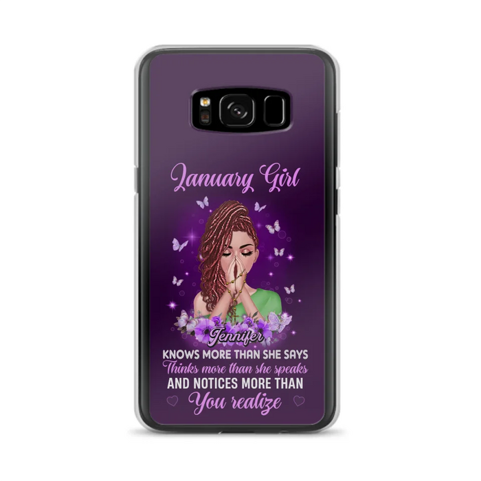 Custom Personalized Birthday Girl iPhone/ Samsung Phone Case - Gift Idea For Girl/ Friend/ Daughter - Knows More Than She Says