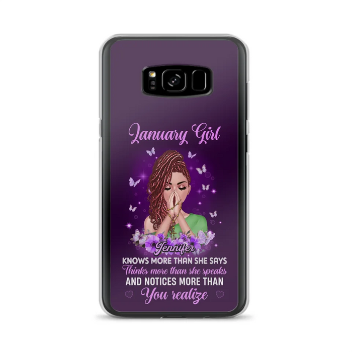 Custom Personalized Birthday Girl iPhone/ Samsung Phone Case - Gift Idea For Girl/ Friend/ Daughter - Knows More Than She Says