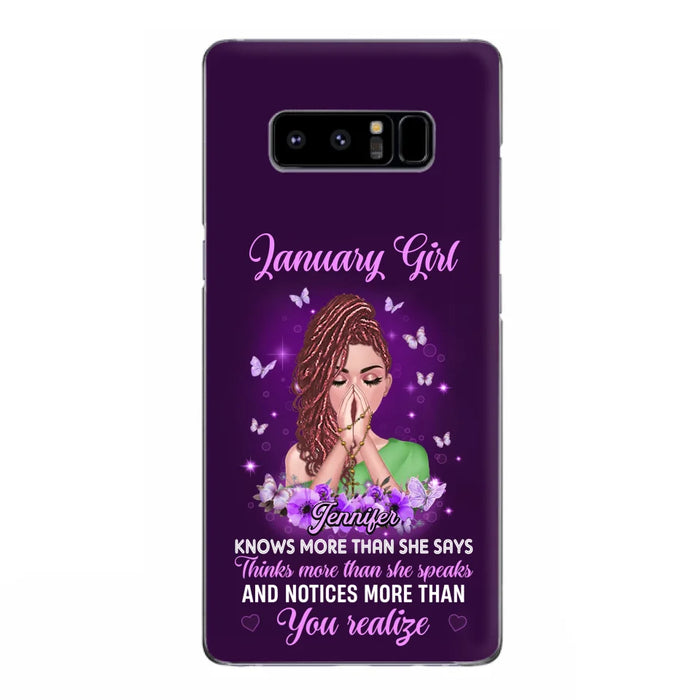 Custom Personalized Birthday Girl iPhone/ Samsung Phone Case - Gift Idea For Girl/ Friend/ Daughter - Knows More Than She Says