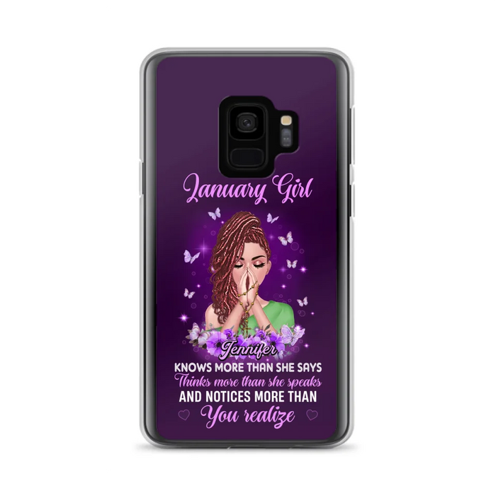 Custom Personalized Birthday Girl iPhone/ Samsung Phone Case - Gift Idea For Girl/ Friend/ Daughter - Knows More Than She Says