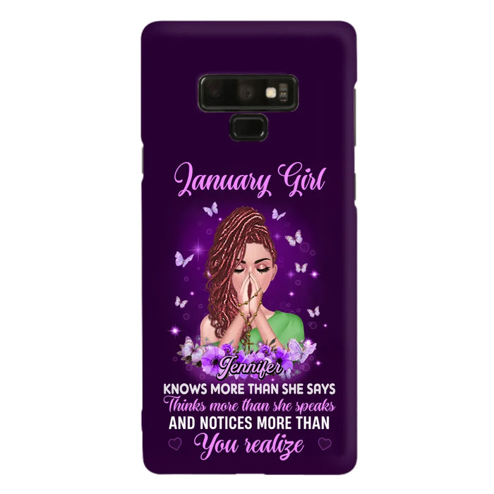 Custom Personalized Birthday Girl iPhone/ Samsung Phone Case - Gift Idea For Girl/ Friend/ Daughter - Knows More Than She Says