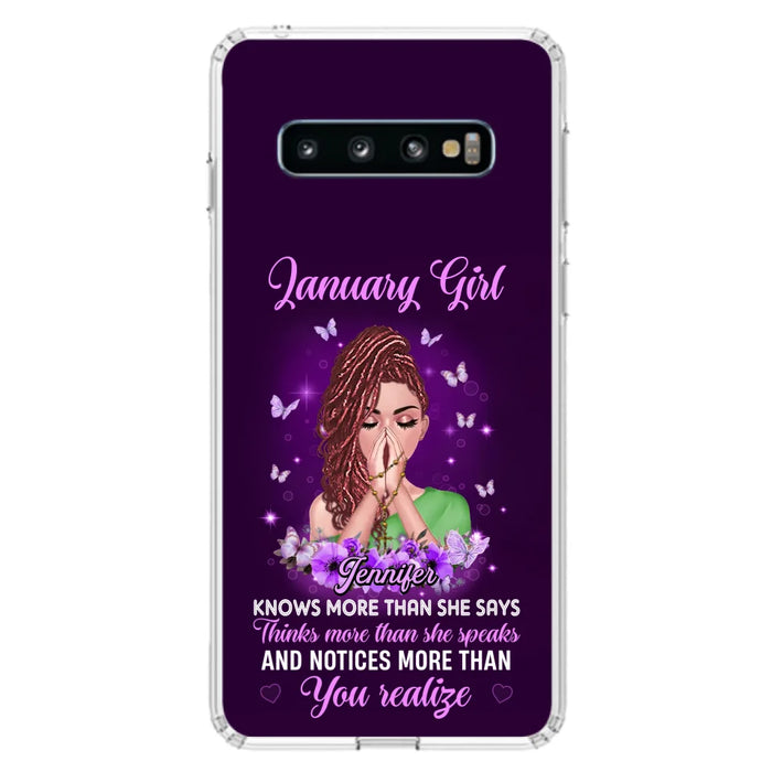 Custom Personalized Birthday Girl iPhone/ Samsung Phone Case - Gift Idea For Girl/ Friend/ Daughter - Knows More Than She Says