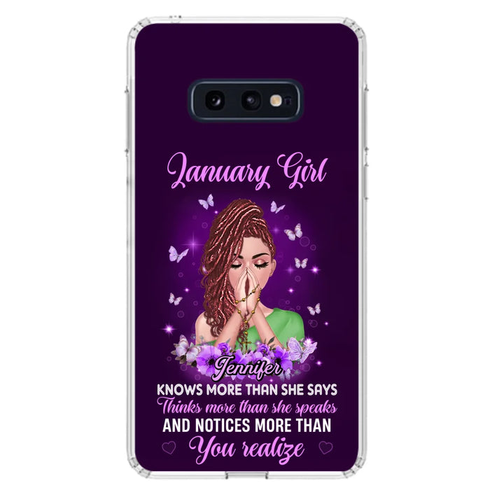 Custom Personalized Birthday Girl iPhone/ Samsung Phone Case - Gift Idea For Girl/ Friend/ Daughter - Knows More Than She Says