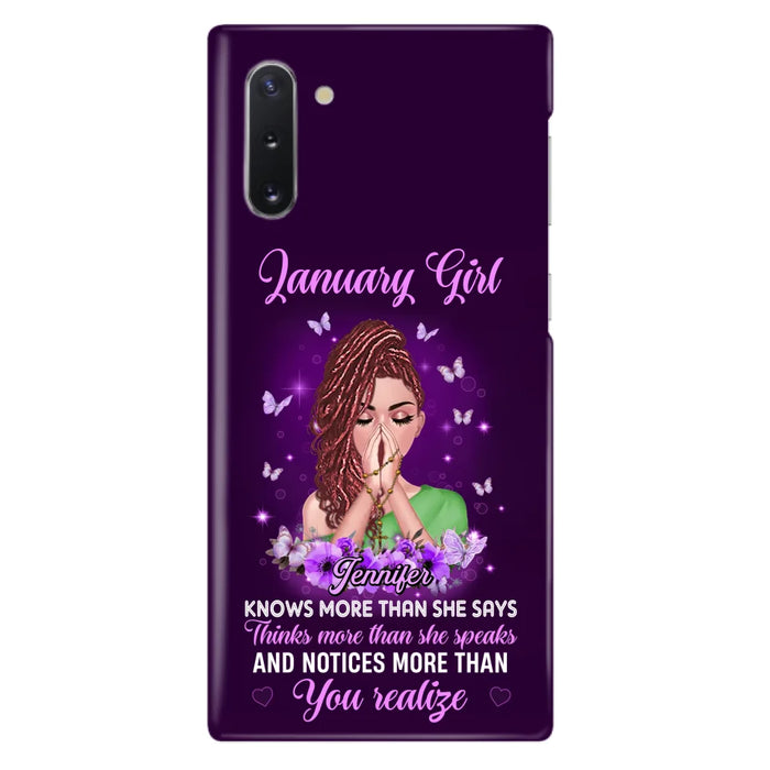 Custom Personalized Birthday Girl iPhone/ Samsung Phone Case - Gift Idea For Girl/ Friend/ Daughter - Knows More Than She Says