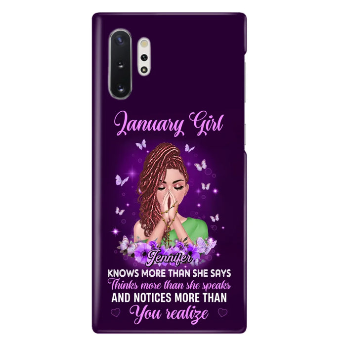 Custom Personalized Birthday Girl iPhone/ Samsung Phone Case - Gift Idea For Girl/ Friend/ Daughter - Knows More Than She Says