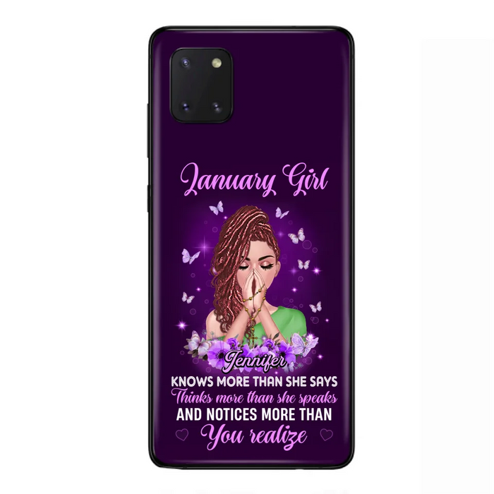 Custom Personalized Birthday Girl iPhone/ Samsung Phone Case - Gift Idea For Girl/ Friend/ Daughter - Knows More Than She Says