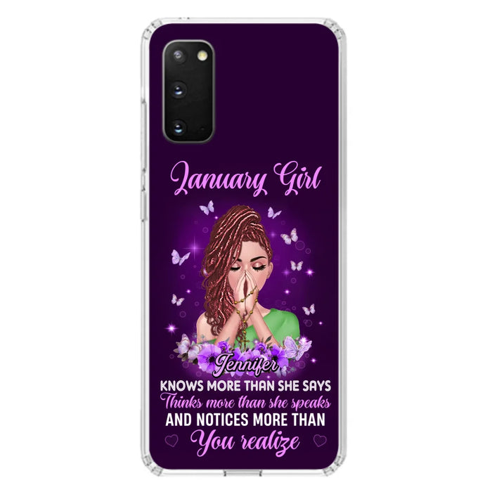 Custom Personalized Birthday Girl iPhone/ Samsung Phone Case - Gift Idea For Girl/ Friend/ Daughter - Knows More Than She Says