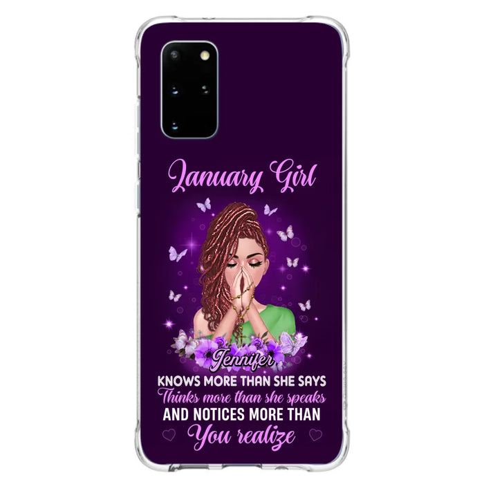 Custom Personalized Birthday Girl iPhone/ Samsung Phone Case - Gift Idea For Girl/ Friend/ Daughter - Knows More Than She Says