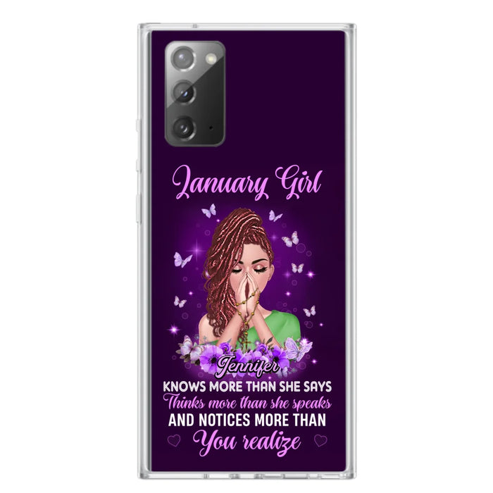 Custom Personalized Birthday Girl iPhone/ Samsung Phone Case - Gift Idea For Girl/ Friend/ Daughter - Knows More Than She Says