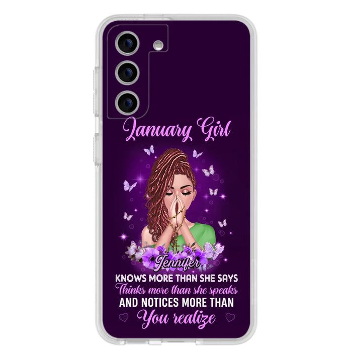 Custom Personalized Birthday Girl iPhone/ Samsung Phone Case - Gift Idea For Girl/ Friend/ Daughter - Knows More Than She Says