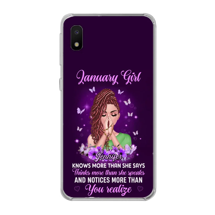 Custom Personalized Birthday Girl iPhone/ Samsung Phone Case - Gift Idea For Girl/ Friend/ Daughter - Knows More Than She Says